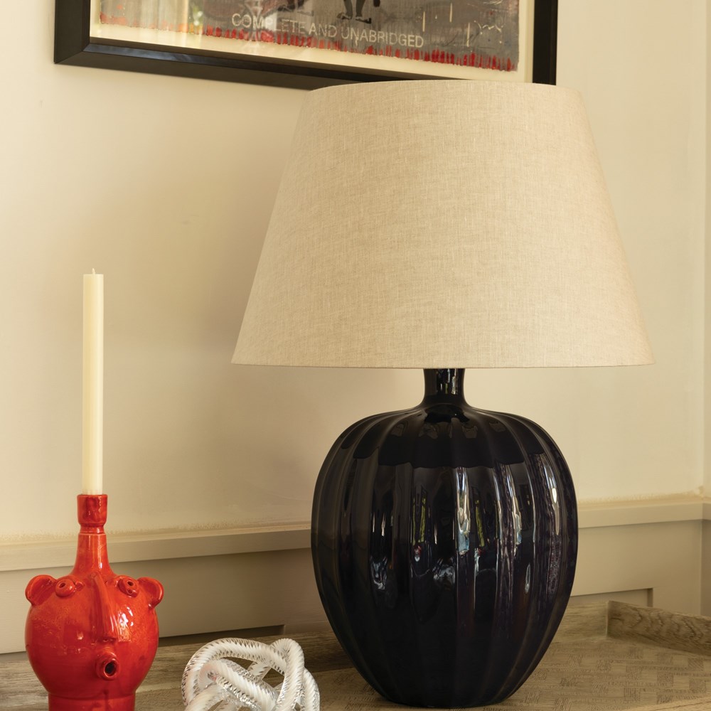 Kristiana Ceramic Lamp by William Yeoward in Indigo Blue